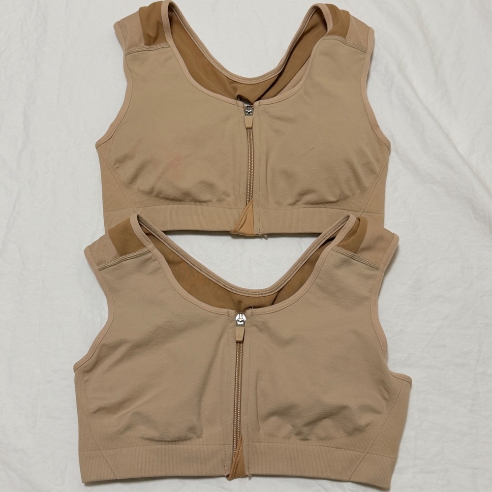 Alignmed AlignMe Active Posture Bra Tan Nude Front Zip Size M Lot of 2